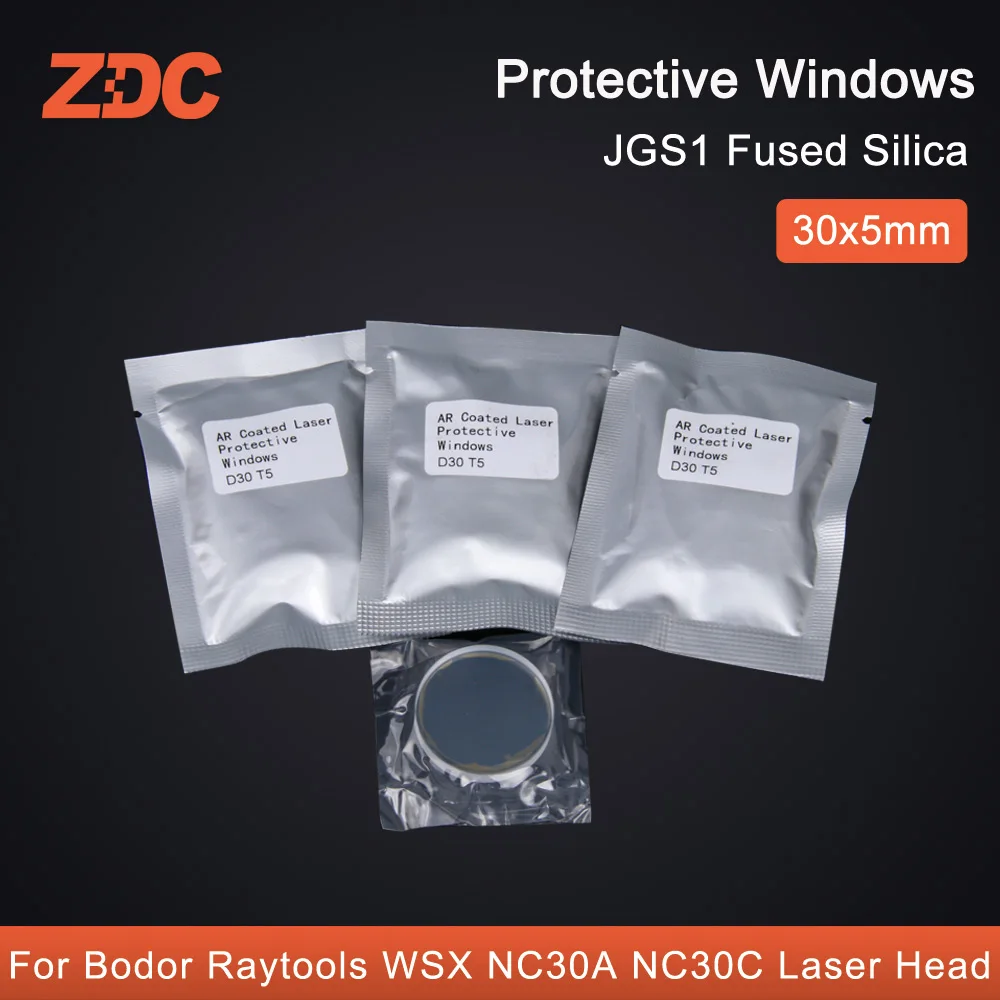 ZDC  100Pcs/Lot Laser Protective Windows/Mirror 30x5mm For Fiber Laser Bodor Raytools WSX Precitec Ospri NC30A NC30C Laser Head