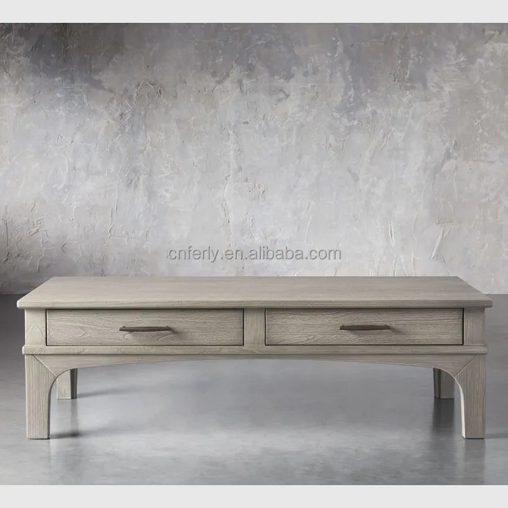 

Modern style living room solid wood table rectangular coffee table with drawers wooden coffee table with storage