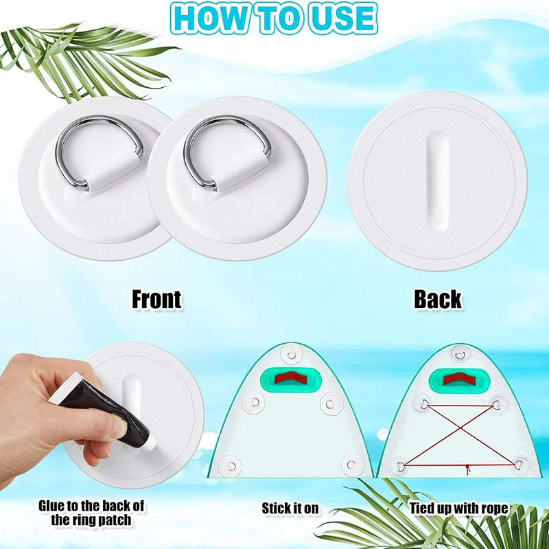 4 stuks surfplank PVC patch roestvrijstalen D-ring voor kajak opblaasbare bootaccessoires