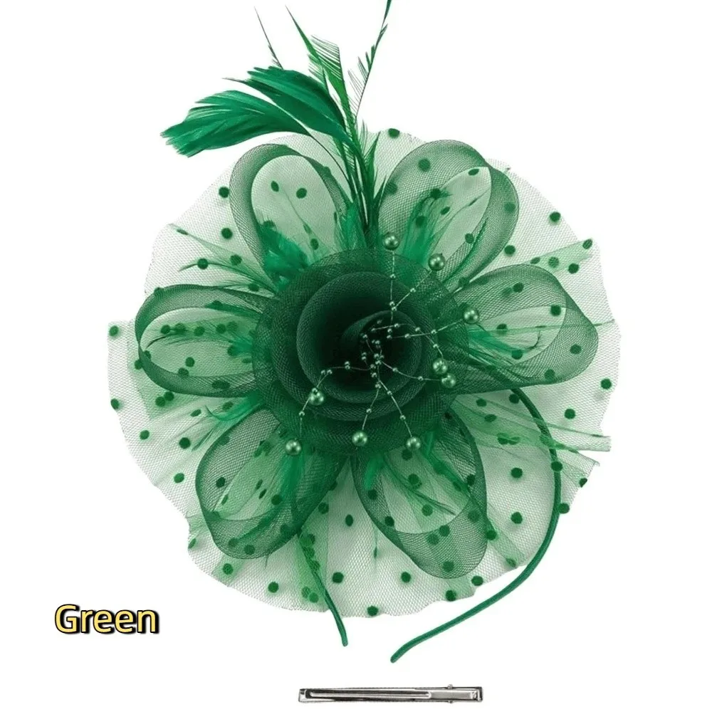 العروس غطاء الرأس الريش الفاسناتور قبعة هوب مشبك شعر رائعة حفلة شبكة رباط شعر زهرة حلوة شبكة العروس غطاء الرأس #2