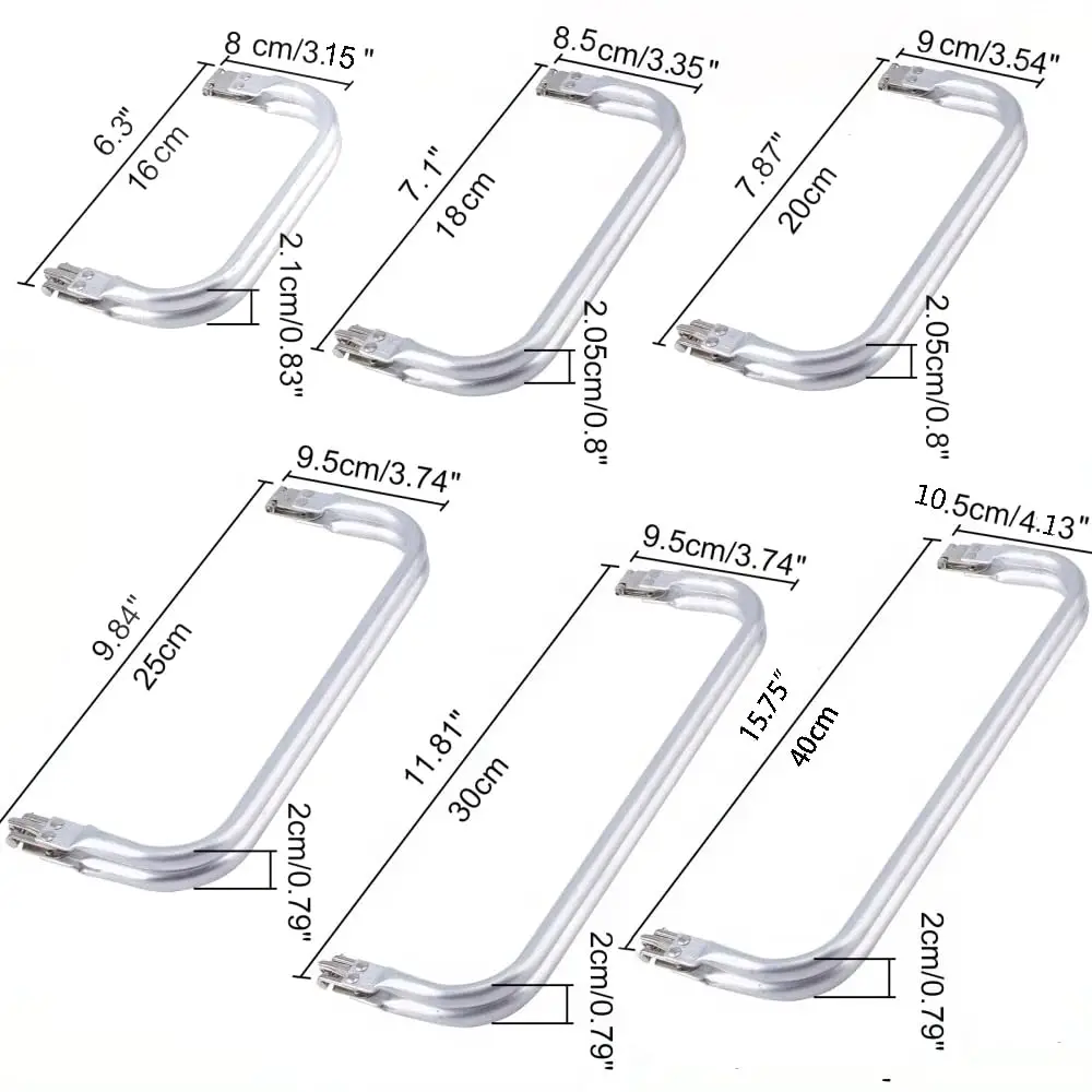 

Silver 16cm 18cm 20cm 25cm 30cm 40cm Bag Frame For Purse Doctor Metal Aluminium Tube Handle Accessories Clutch Parts Silver