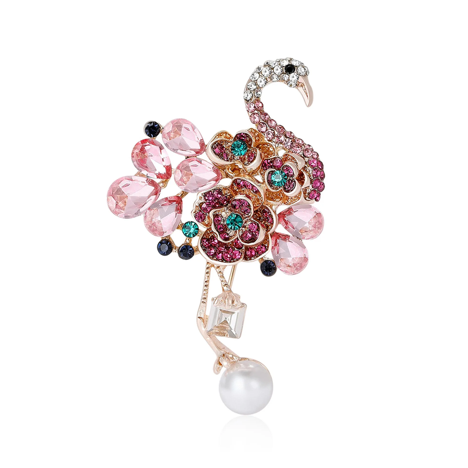 

Fashionable Rhinestone Flamingo Brooch, Universal Colorful Animal Pin For Women, Banquet, Party, Daily Jewelry Gift