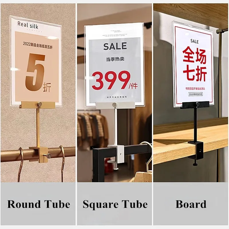 3 Pieces A5 148x210mm Stainless Steel KT Board Shelf POP Clip Advertising Poster Paper Frame Acrylic Sign Holder Display Stand