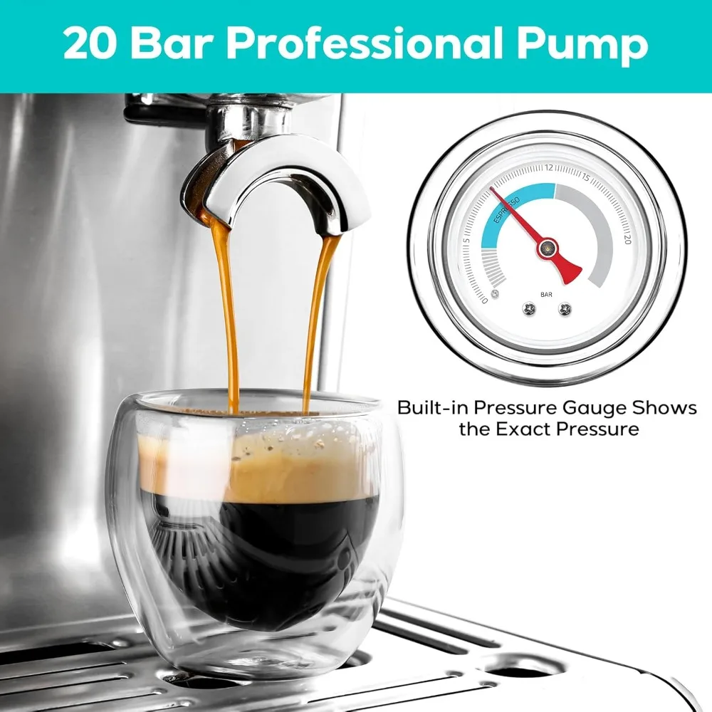 Coffee Maker Machine, Espresso Machine with Grinder, Professional Espresso Maker with Milk Frother Steam Wand, Coffee Machine