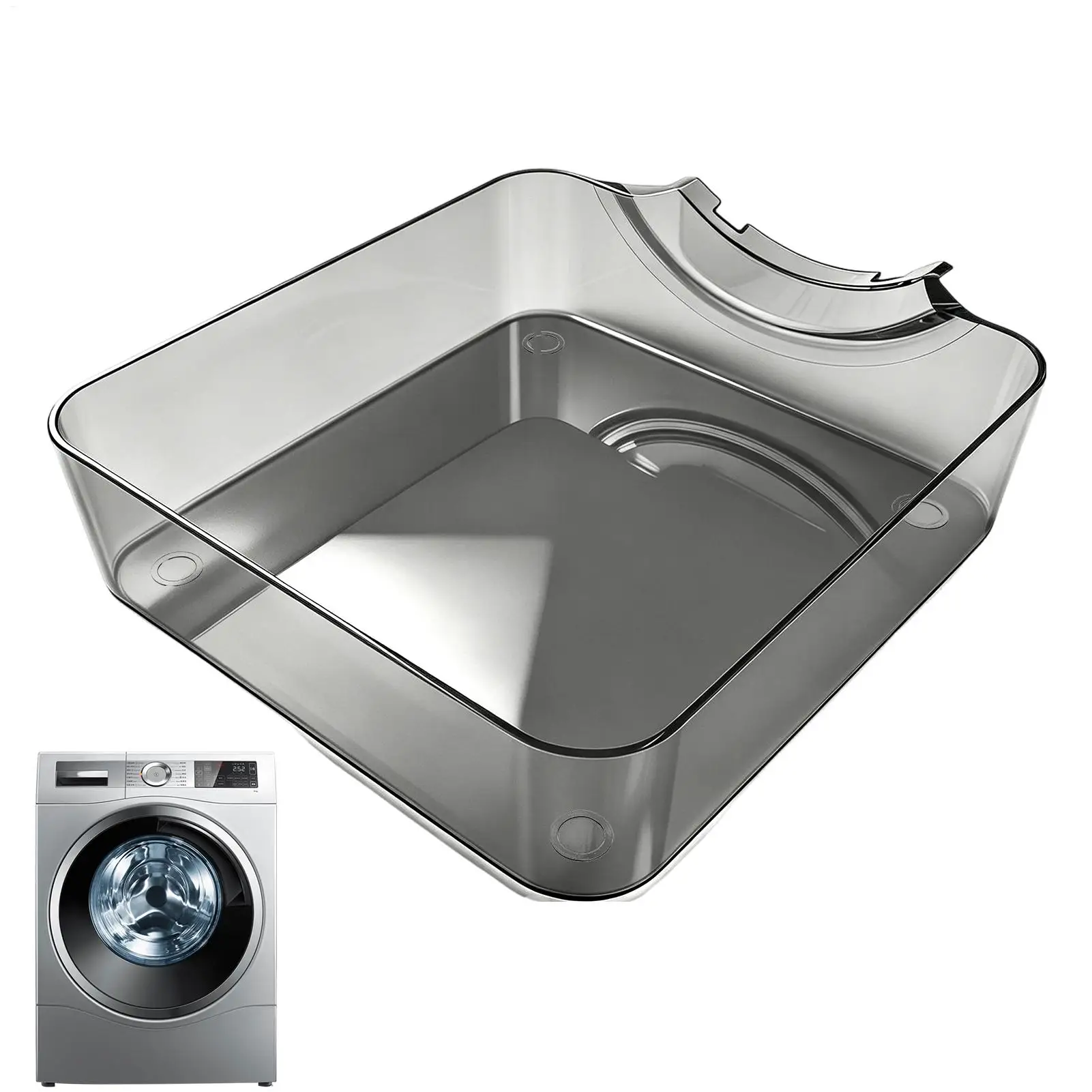 Washing Machine Drain Tray w/Reusable Lint Filter, Funnel Water Catcher for Front Load Washer, Floor Protector for Laundry Room