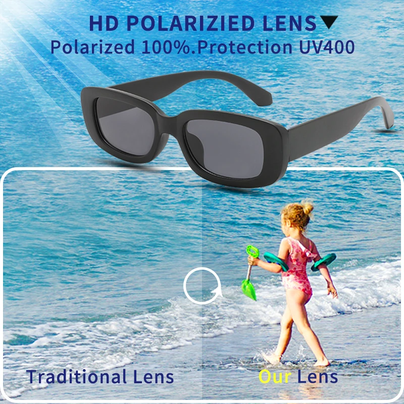 Cute Vintage Frosted Rectangle Kids Sunglasses UV400 Protection Fashion Children Eyewear For Boys Girls Outdoor Beach Holiday