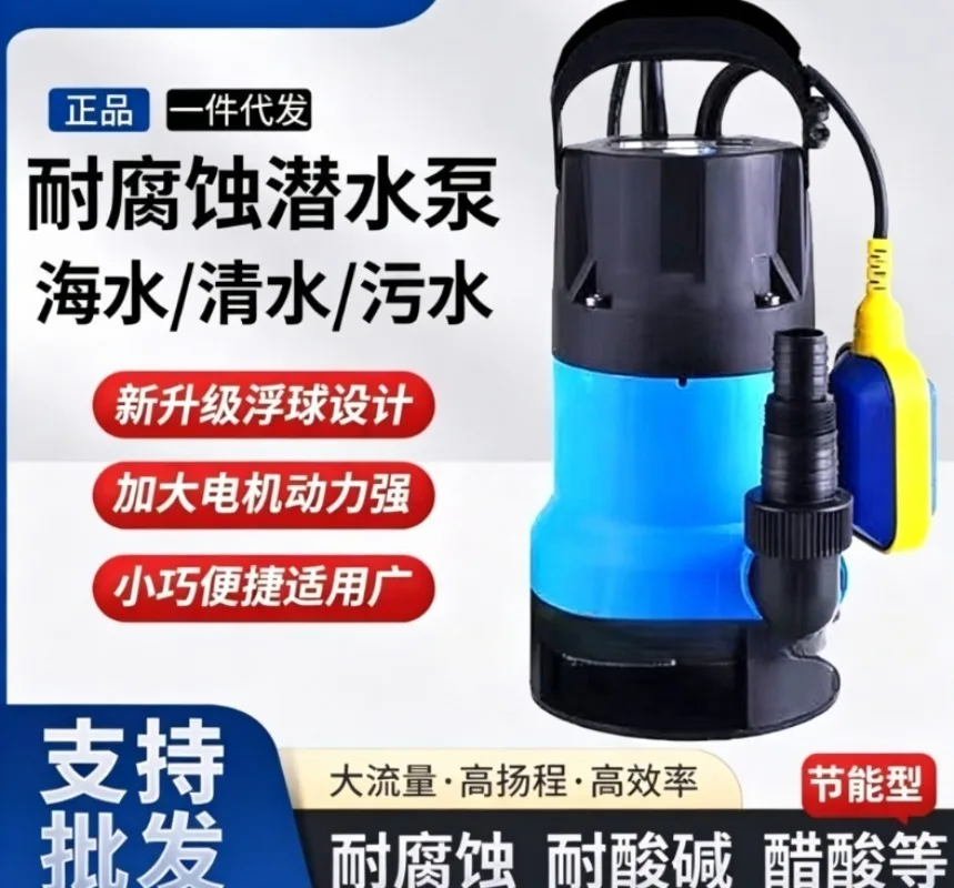 110V Acid & Alkali Resistant Submersible Pump Anti-Corrosion for Seawater Industrial Garden Drainage