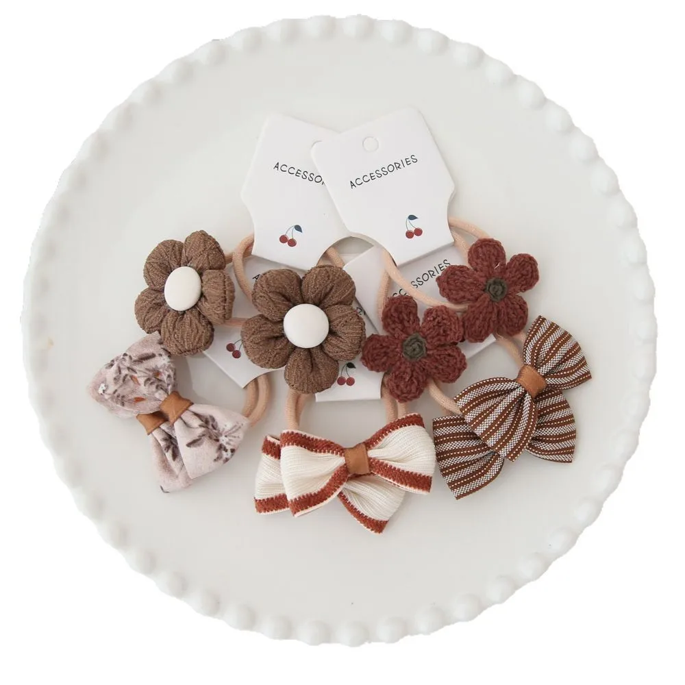 ربطات شعر للأطفال مكونة من 10 قطع من القماش الملون Scrunchies غير قابلة للكسر أربطة شعر مرنة لطيفة للفتيات الصغيرات في المدرسة يوميًا