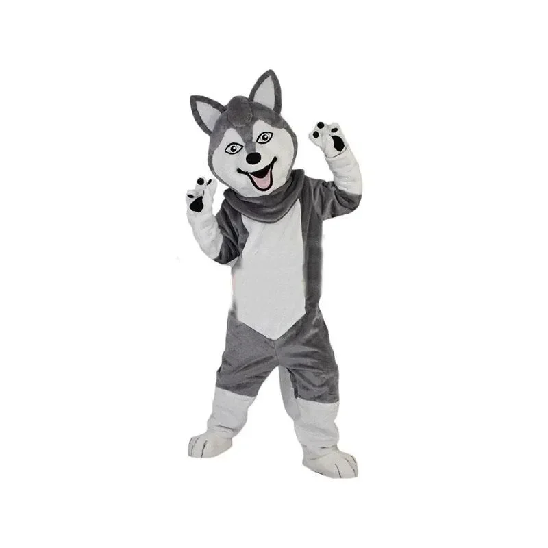 

Grey White Wolf Fursuit Husky Dog Mascot Costume Halloween Christmas Fancy Party Dress Advertising Foam Cartoon Doll Clothing