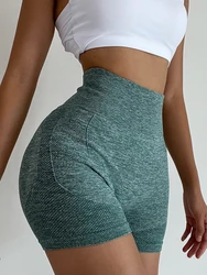 Pantalones cortos de LICRA sin costuras para mujer, mallas deportivas con realce de glúteos para Yoga, correr, ciclismo, Fitness, cintura alta, gimnasio