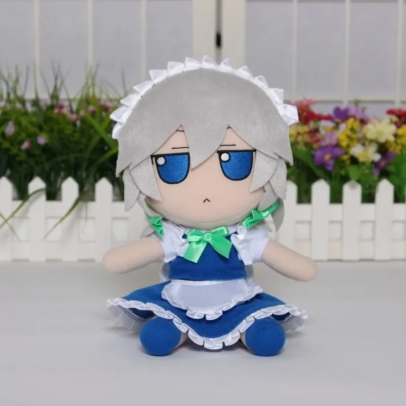 20cm Anime Game TouHou Project Izayoi Sakuya Fumo Kawaii Cosplay Cotton Doll Cartoon Soft Plushies Sitting Toy Figures Fans Gift