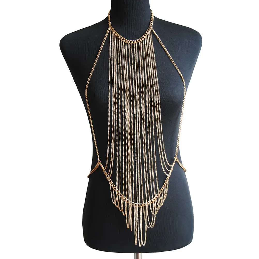 Women's Tassel Body Chain Jewelry High-End Metal Construction Fashionable Elegant Design Draws Attention Perfect for Evening
