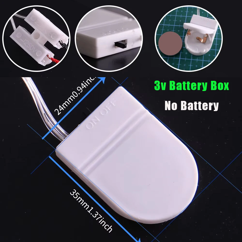 1pc 3V Battery Box Battery Buckle Belt Switch Train Sand Table Led Light Wiring Model Transformation Material Without Battery