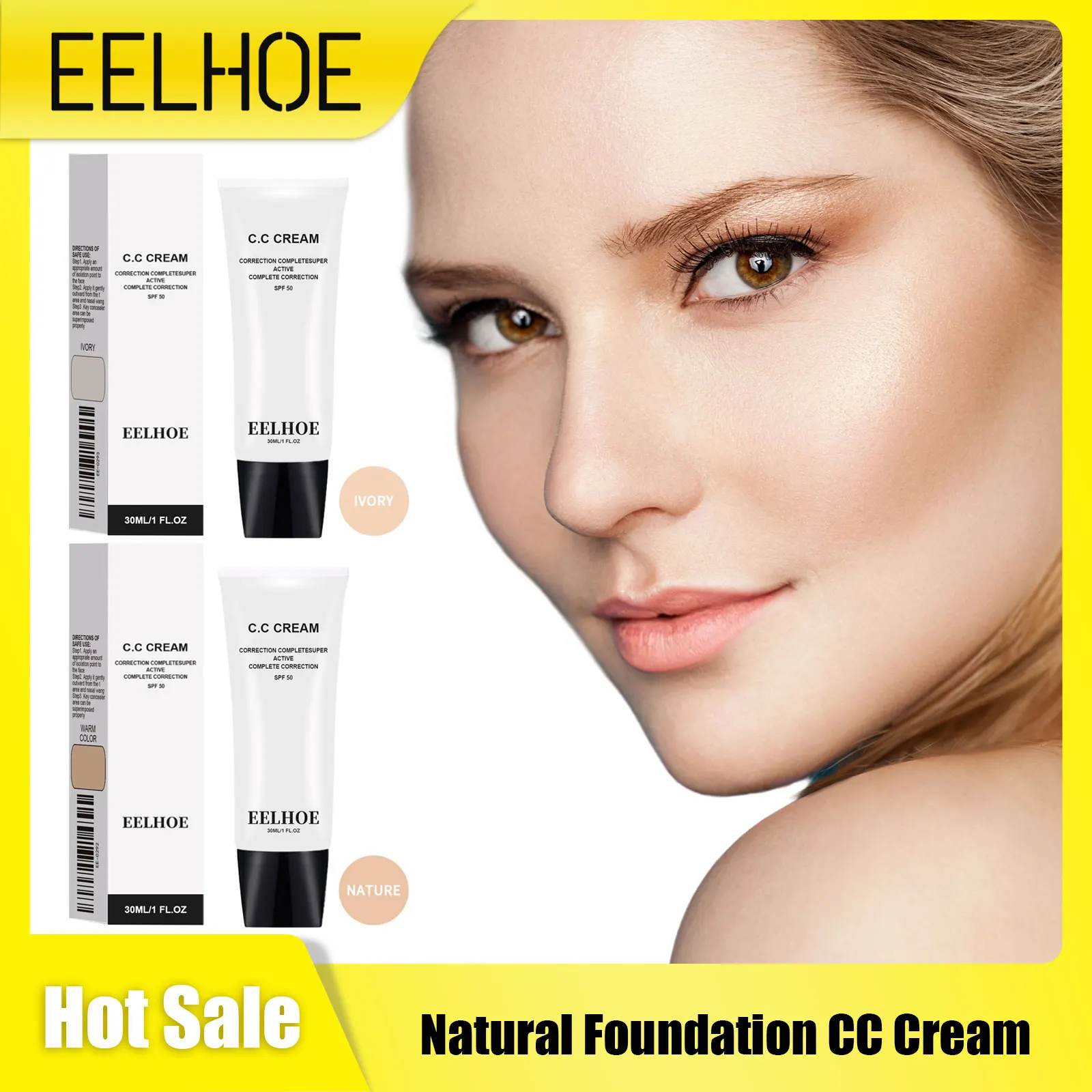 

Eelhoe Foundation Cc Cream For Dark Skin Deep Moisturizing Oil Control Full Coverage Waterproof Base Makeup Cosmetics Concealer