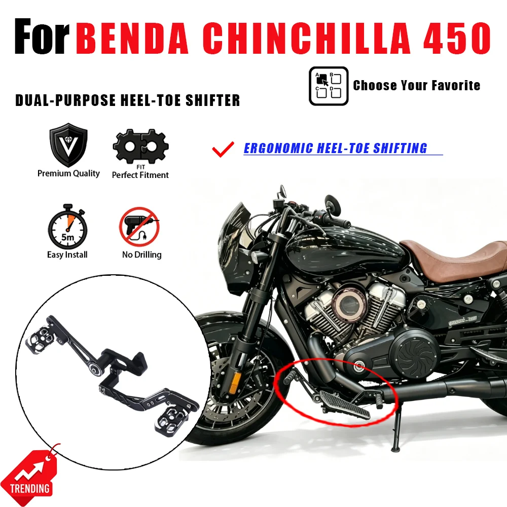 For Benda Chinchilla 450 Dual Purpose Front Rear Step Gear Shift Lever Aluminum Adjustable Palanca de Cambio Accesorios Parts