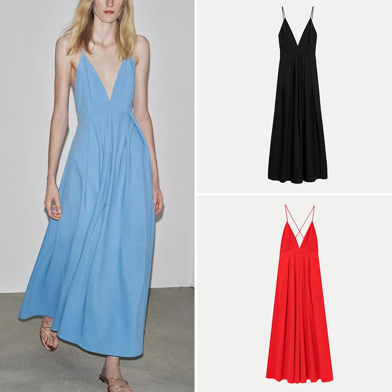 

Faionable Bal V-Ne Long Dr Elegance Summer New Women's Clothing High Waist A-Line Skirt Polyester Fiber 2025