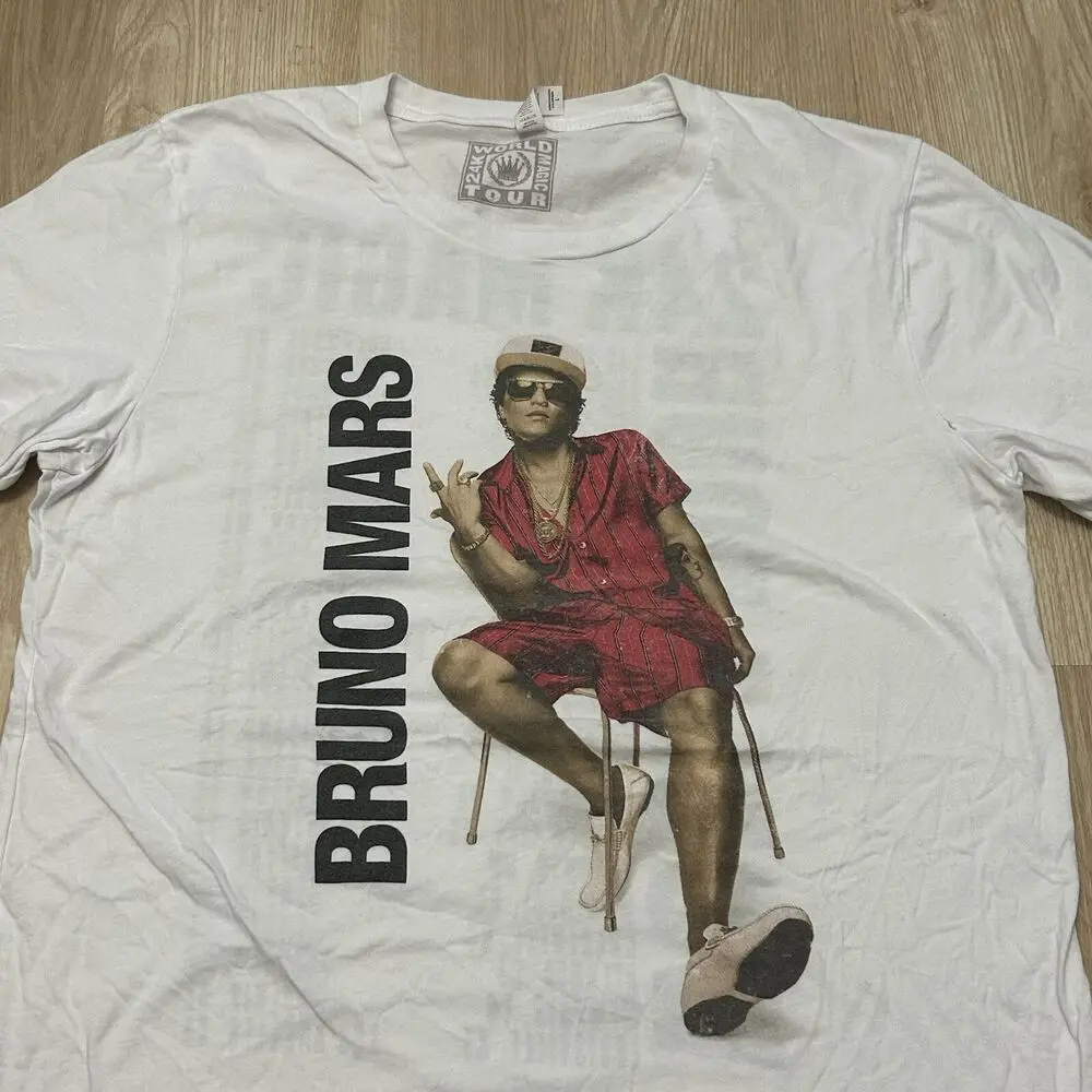 Bruno Mars Tour Concert Merch 24k Magic White T Shirt Adult Size Large Rare