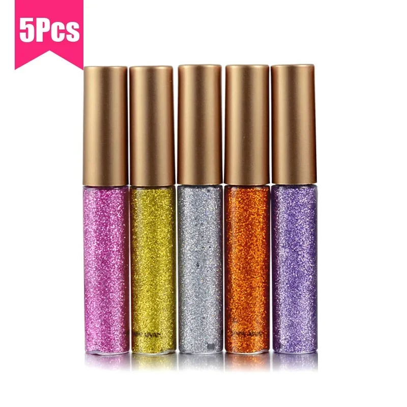 10pcs/set Glitter Eyeliner Eyeshadow Pen Shine Diamond Eye Shadow Cream Long-Lasting Silvery Gold Color Eye Liner Gel Cosmetics