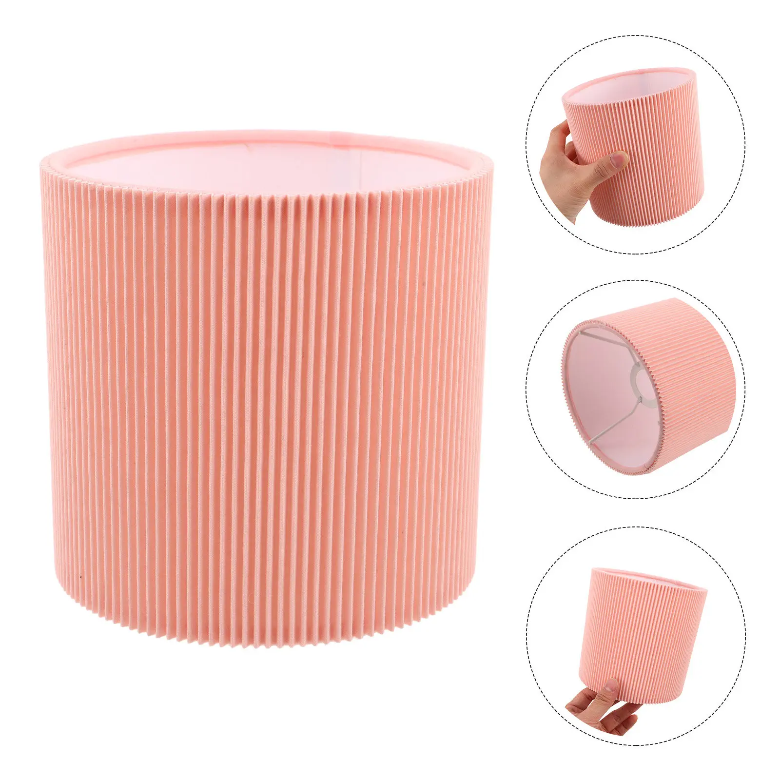 

Fabric Table Lamp Shade Small Pink Cloth Cover Decorative Pleated Lampshade Replacement for Living Room Bedside
