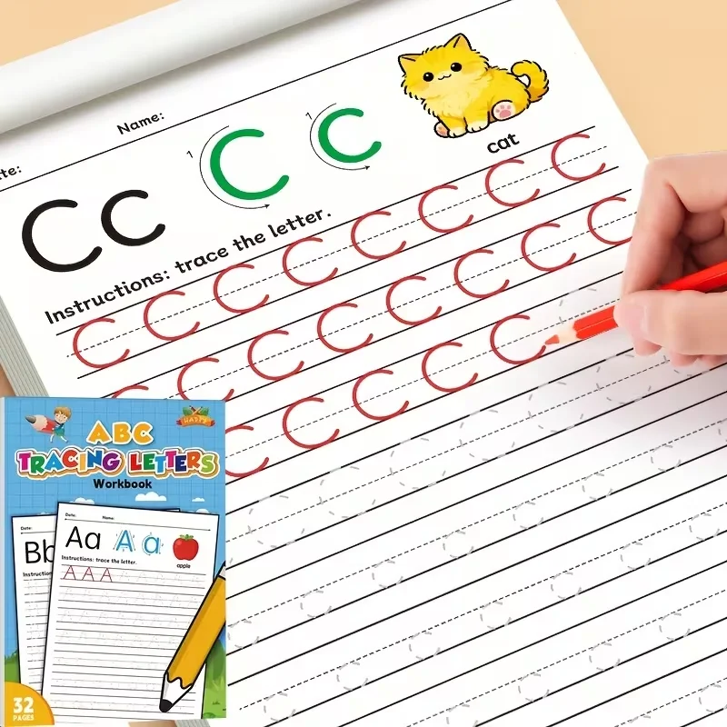 2-in-1 Alphabet & Word Tracing for Kids - Handwriting Practice Book with Colorful Illustrations, Number & Letter Tracing Pages
