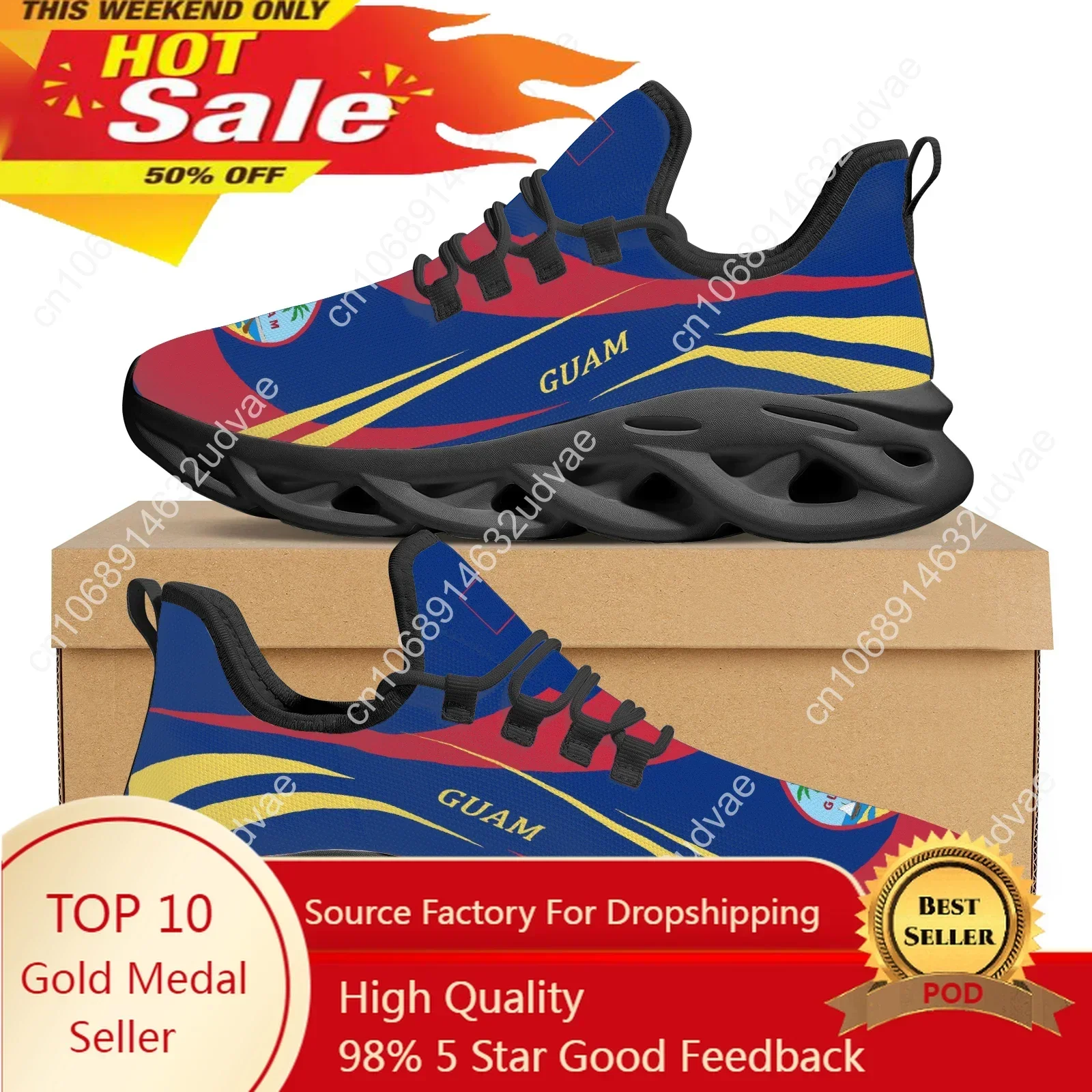 Haiti Flag Print Platform Sneakers Guam Design Female Lightweight Mesh Soft Sole Vulcanized Shoes Student Casual Walking Shoes