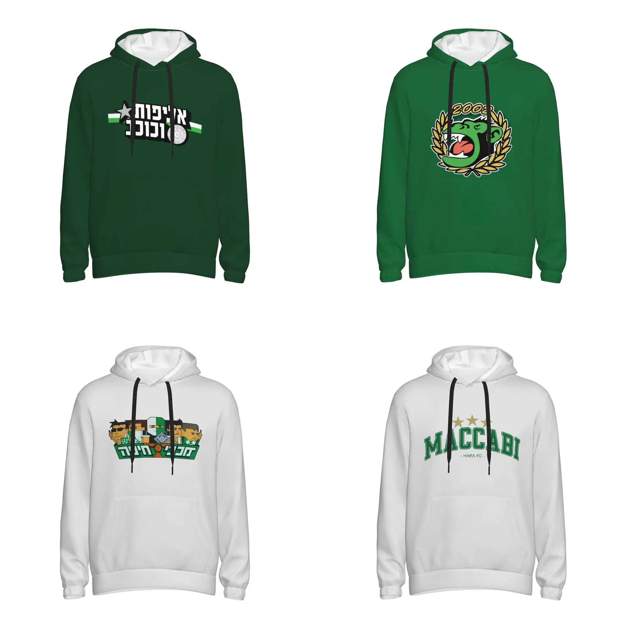 MHFC Maccabi - Haifa Green Apes Men's Pullover Hoodie Casual Hooded Sweatshirt Best Hoodies Sportswear Tracksuit with Pocket