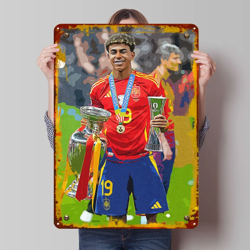 Lamine Yamal Metal Signs Football Sports Posters Aesthetic Room Decor Custom Tinplate Sign for Wall Art Decoration Gaming Home