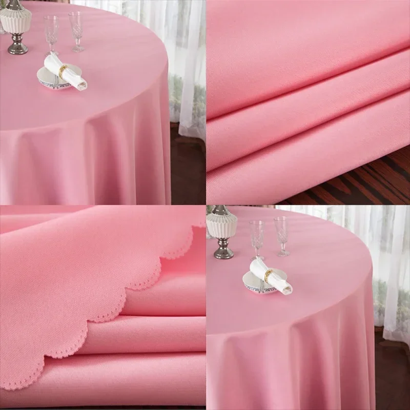 Couverture de Table de Mariage Ronde en Polyester, Décoration de Banquet, Hôtel, Spectacle, ixd\'Anniversaire, Couleur Unie, Durable