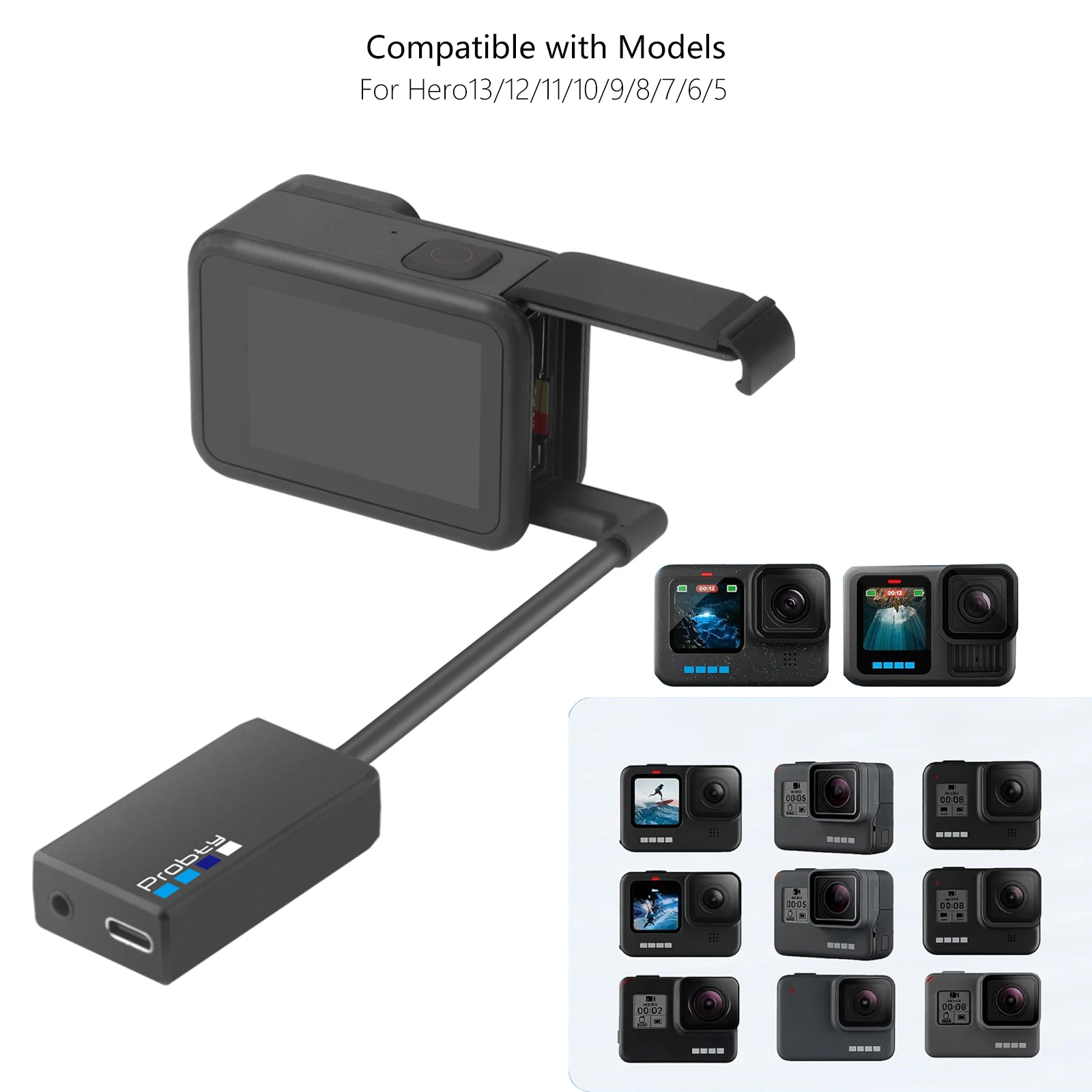 PRO3.5MM MIC-ADAPTER für HERO12/13 HERO11 HERO10 HERO9 HERO8 HERO7 HERO6 HERO5 Kamera für HERO13 Black Action-Kamera Zubehör – Detail 7
