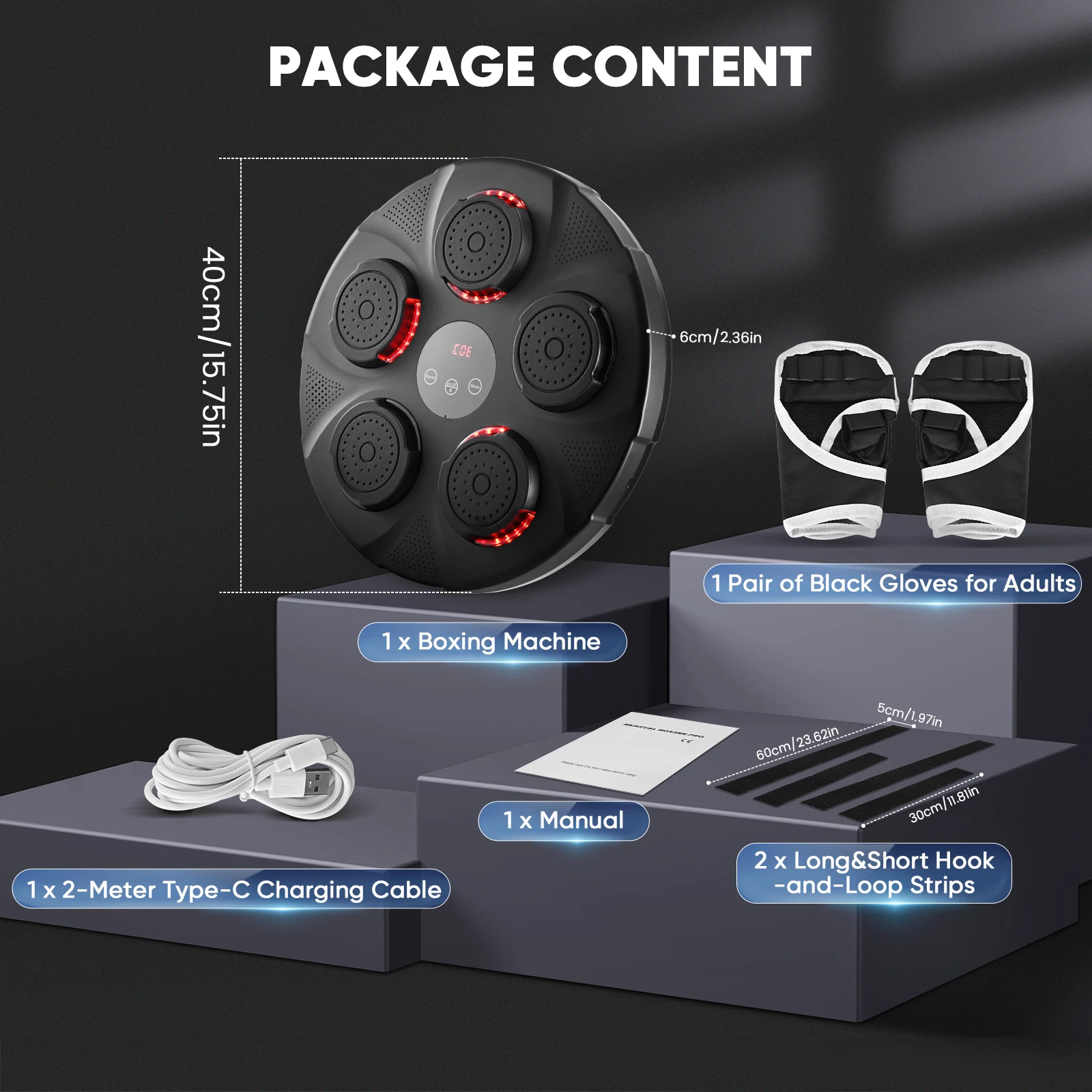 Imagem -06 - Música Boxing Machine para Adultos Dispositivos Eletrônicos de Treinamento de Parede Luzes Sensor Bluetooth Luvas para Hom