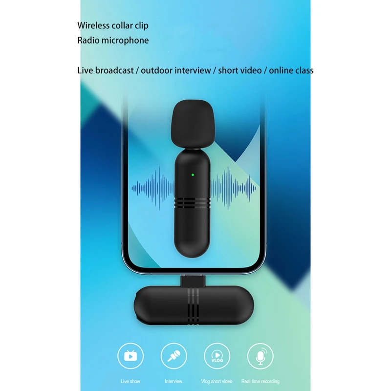 Microfone Lavalier sem fio, Mini Plug-Play Mic para HUAWEI, Youtube, Facebook, Live Stream, Gravação de Vídeo, Vlog