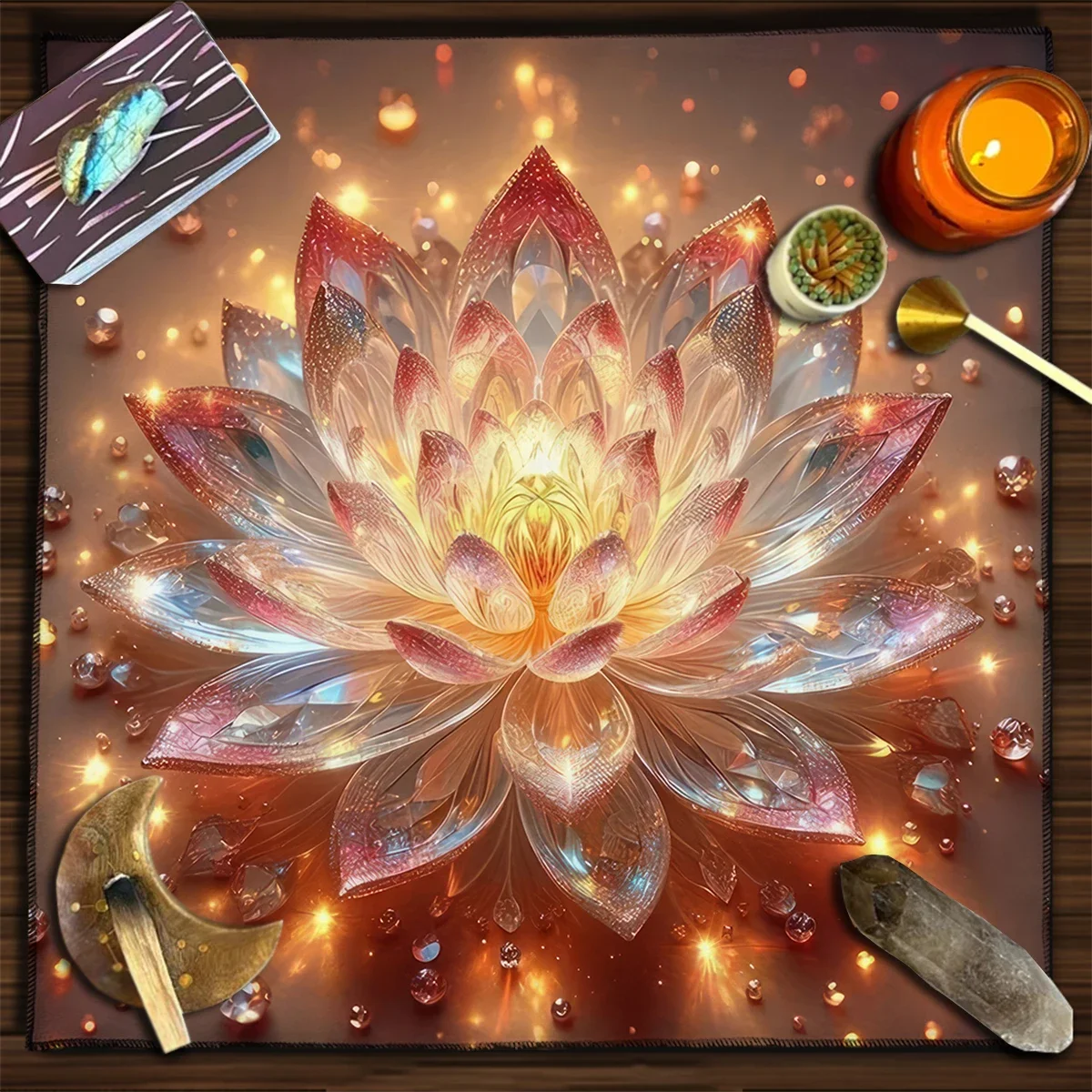 Colorful Mandala Flower Life Tarot Tablecloth Celestial Energy Astral Altar Cloth Tarot Mat Divination Decor