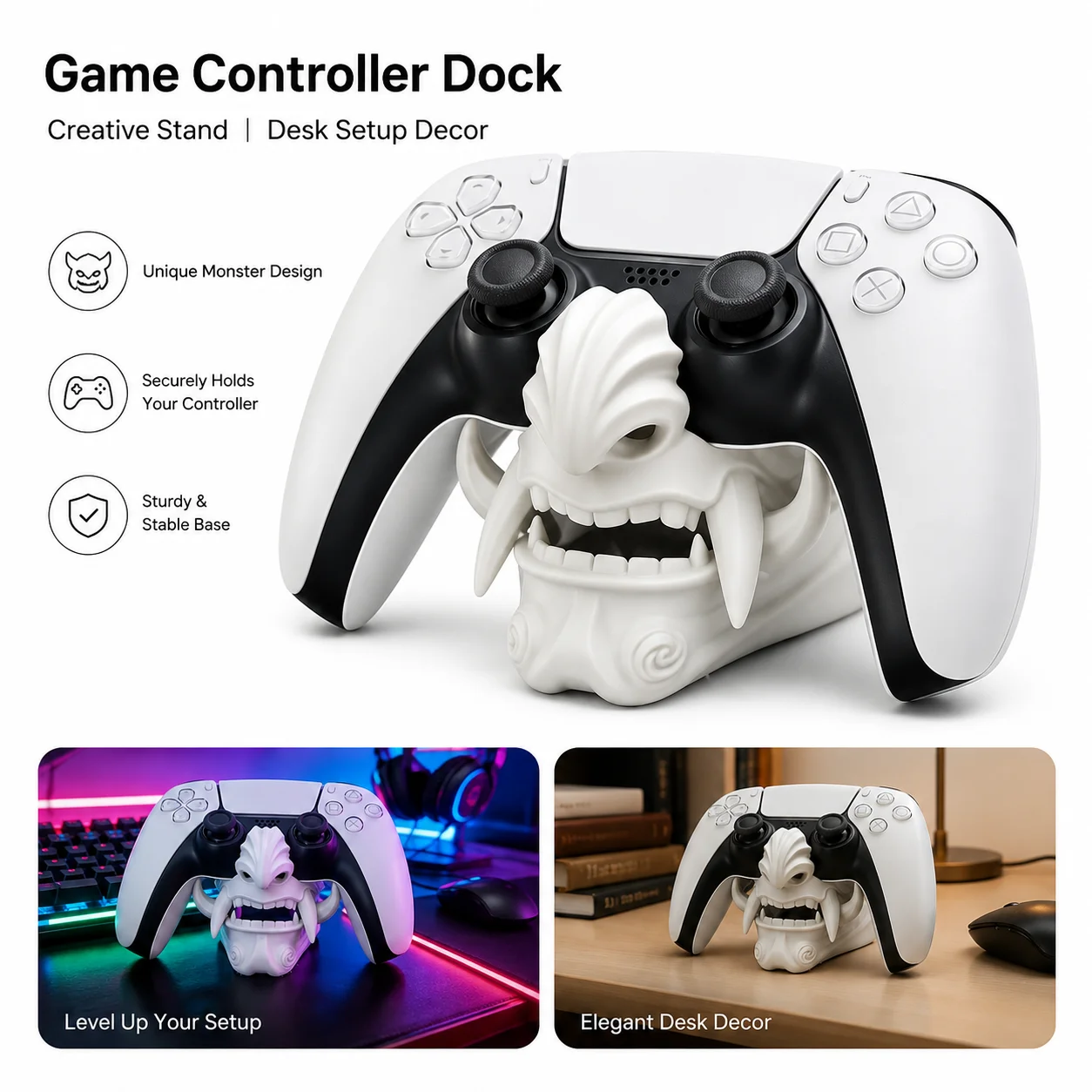 Accessories For Your Gaming Room - Ghost Mask Controller Stand for PS5