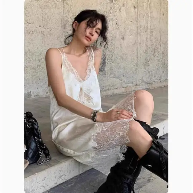 Unico pizzo giuntura Strapl acetato Dr abbigliamento interno da donna vita alta A-Line estate Dr coreano Sle V-Ne Svel