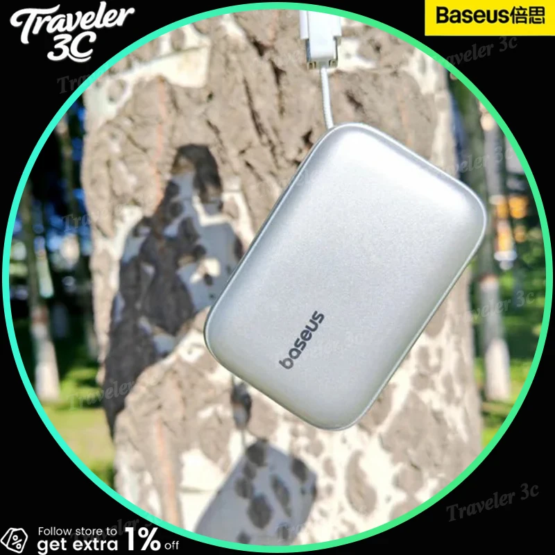 Baseus 10000Mah/20000MAH 45W Max Fast Charging Power Bank Built In C To C Cable Portable External Battery For Iphone Gift