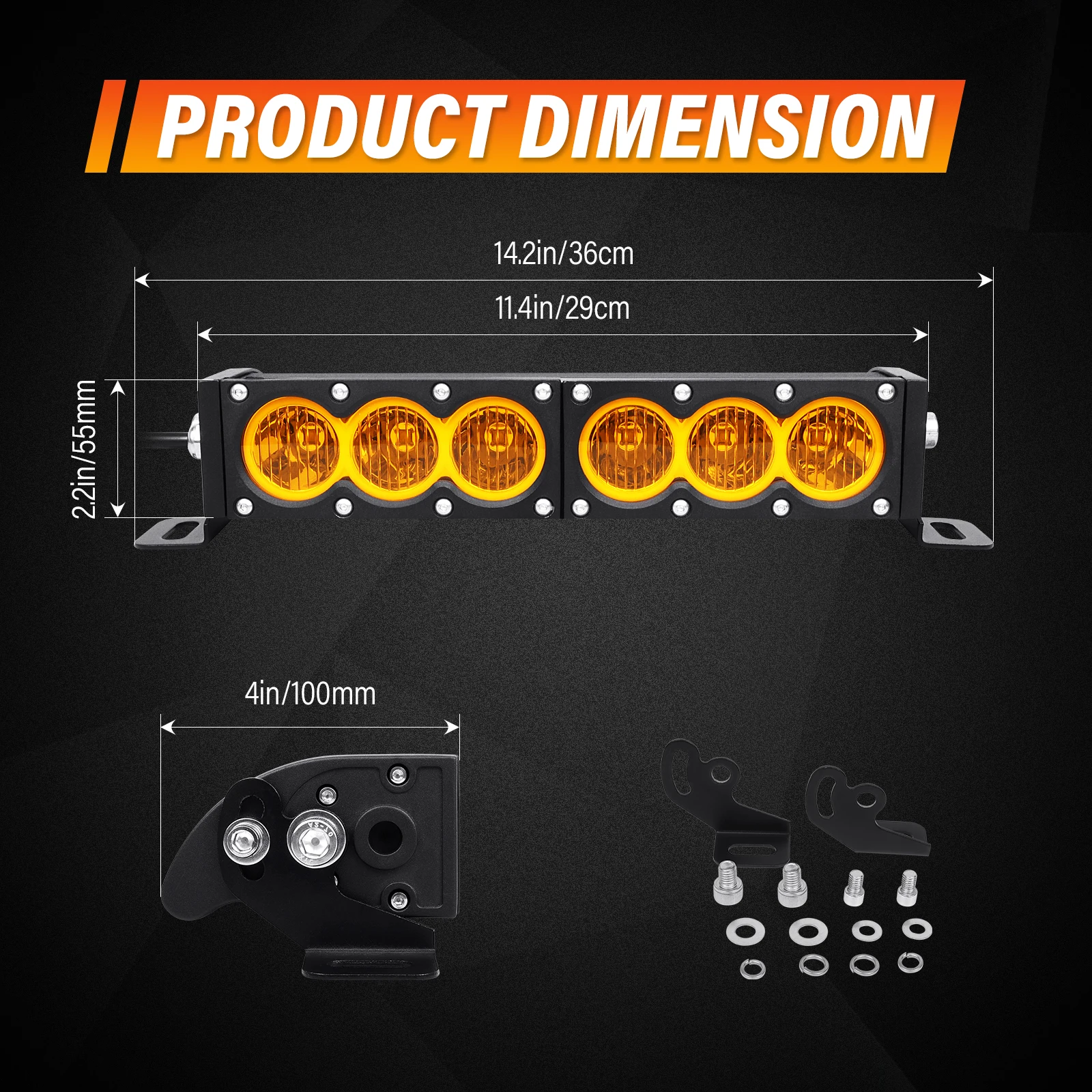 6-54 inch 30-300W LED Bar 4x4 with 12v Wire Harness Kit, LED Light Bar for Offroad Vehicles Trucks ATV, Amber White Fog Light