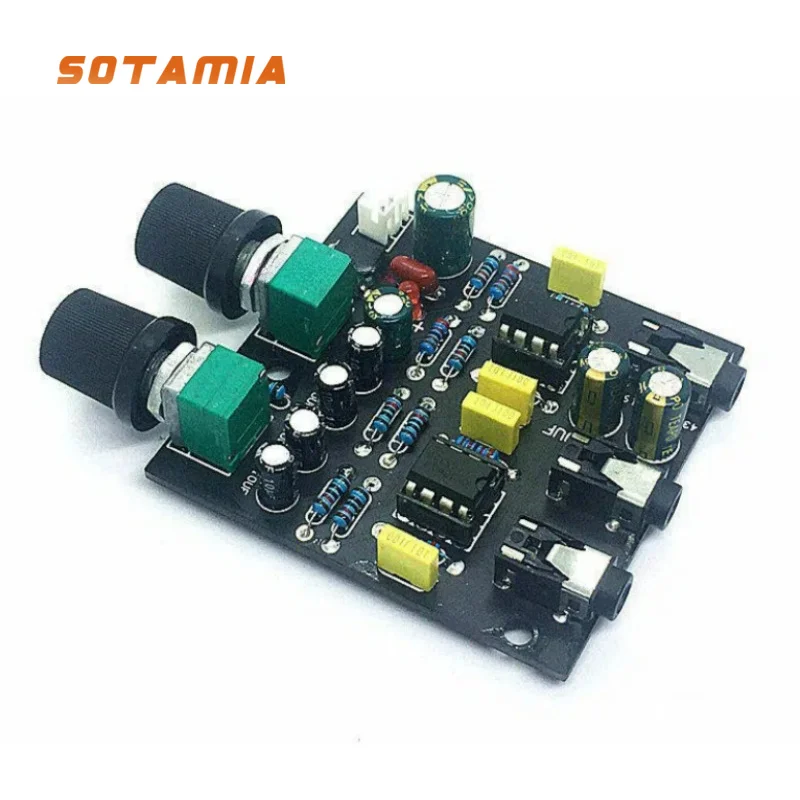 SOTAMIA Two Channel Audio Mixing Amplifier Circuit Board Stereo Dual Source Sound Two-in-one Mixer with One Output