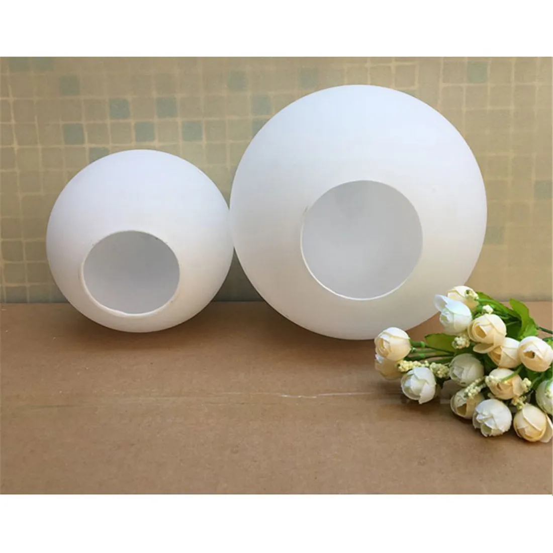 One Side Opening Glass Shades Replacement D6cm D8cm D10cm D12cm D13cm D15cm D18cm D20cm D25cm Matte White Globe Light Cover