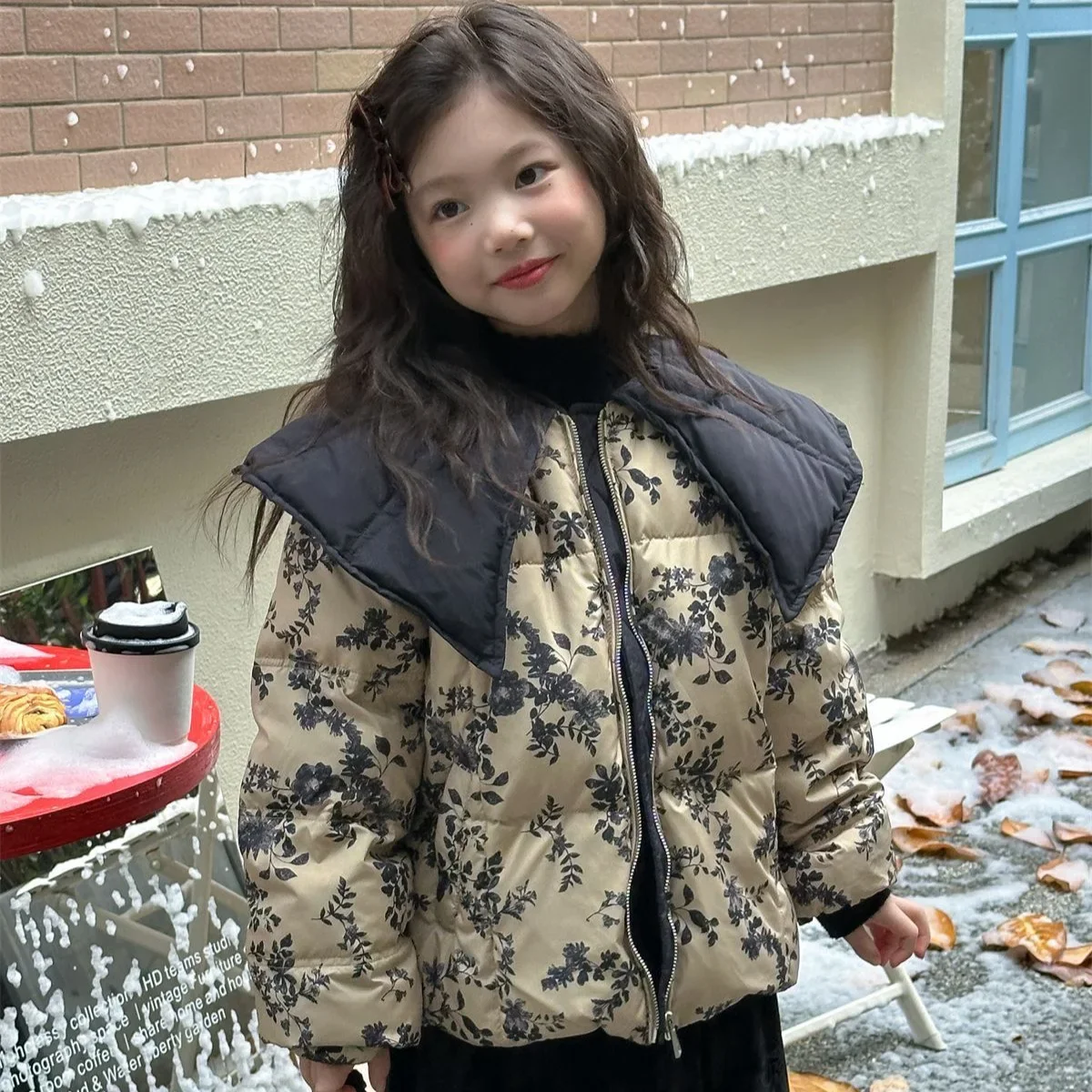 Children's Clothing Girls' Down Jacket Winter 2024 New Korean Version Floral Down Jacket Children's Thick Coat Trend