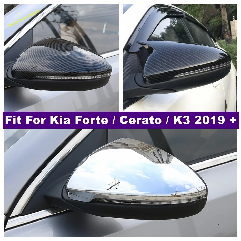 

Car Accessories Door Rearview Mirror Ox Horn Blade Style Cover Trim For Kia Cerato Forte K3 2019 - 2022 Chrome / Carbon Fiber