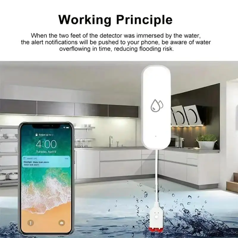 Water Sensor Flood Leak Detector Water Linkage Smart Life App Alarm Sensor Smart Home Security Protection