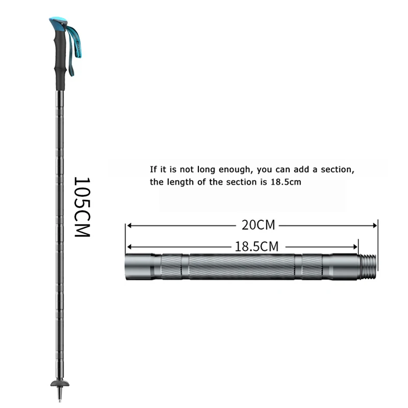 Складная телескопическая палка из алюминиевого сплава для активного отдыха