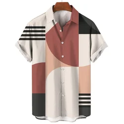 Summer Hawaiian men's Shirt Geometric Graphics 3D Printed Shirt Minimalist Design 2023 Men's Casual Top Street Short Sleeves