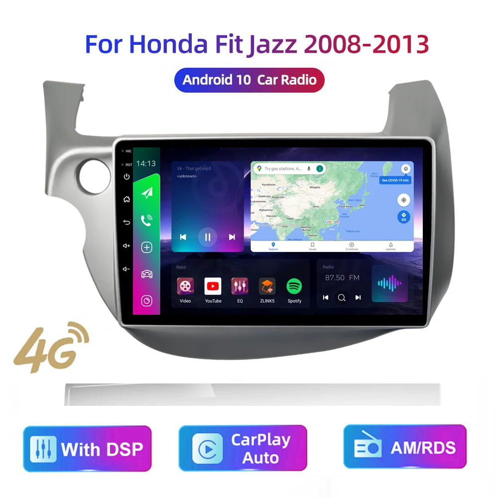 

Автомобильный мультимедийный стерео-радиоприемник HD 2DIN android видео GPS carplay/Авто 4G AM/RDS/DSP для HONDA FIT JAZZ 2007-2013
