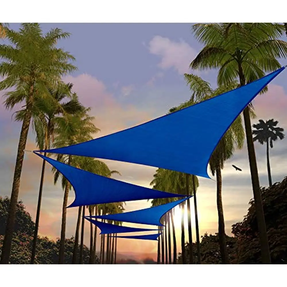 

16' Beige Triangle Sun Shade Sail Canopy Awning UPF50 UV Blockage Water Air Permeable