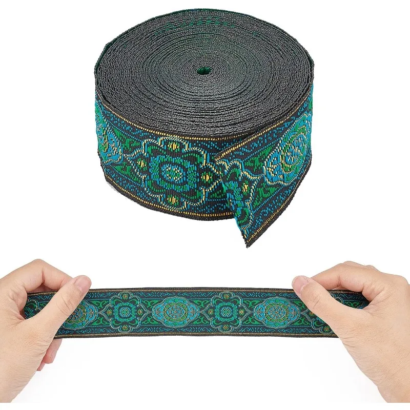 7.7 Yard 1.3 Inch Vintage Jacquard Ribbon Emobridered Woven Ribbon Fabric Trim Fringe for DIY Clothing Accessories Embellishment