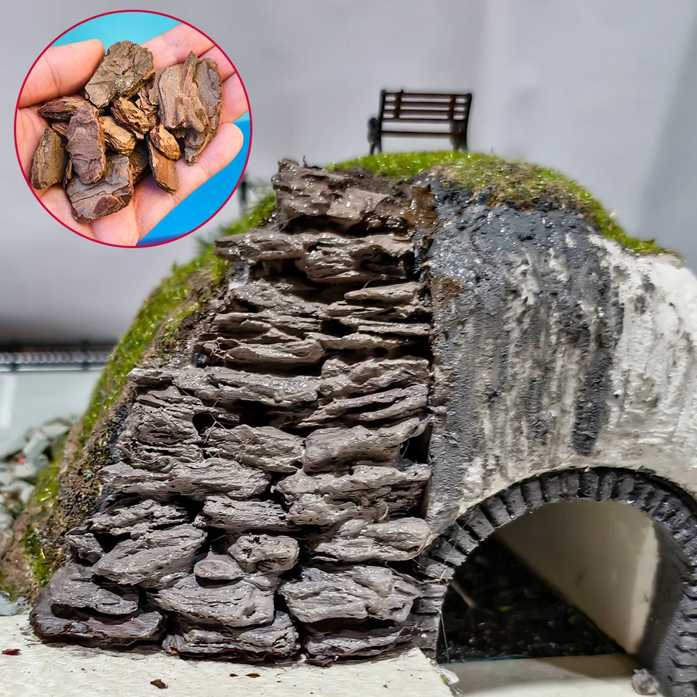 50g Realistic Wood Bark Simulation Rock Effect for Diy Modeling/Sandtable Layout/Craft/Doullhouse Decoration/Diorama/Landscape