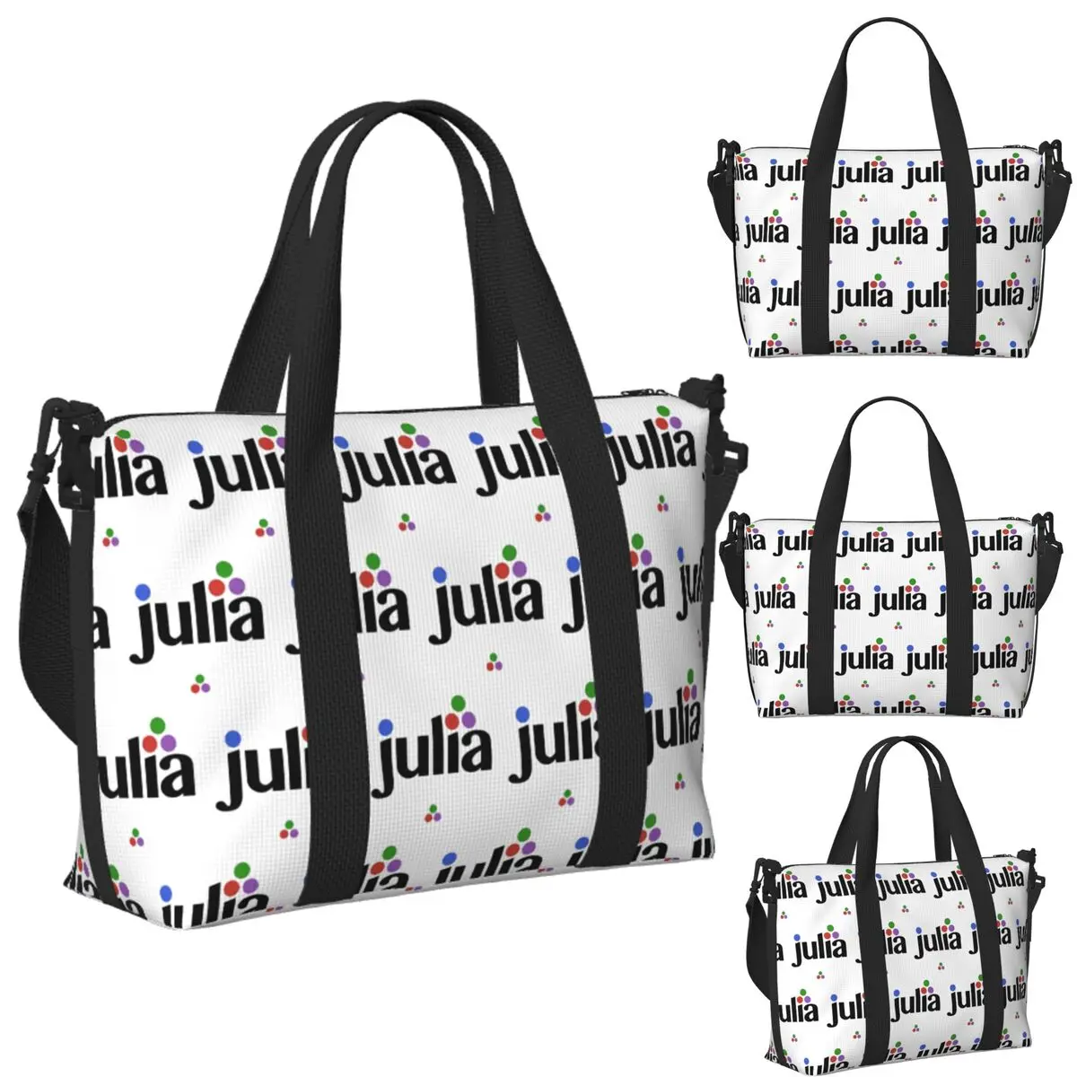

Custom Julia Hex Logo Beach Travel Bag Large Capacity Tote Bags for Gym Yoga Women Shopping Duffle Shoulder Bag
