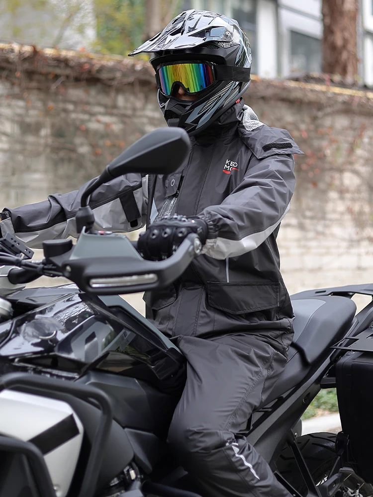 Regenjacken Wasserdichter Regenanzug mit LED-Licht Atmungsaktive Reflektierende Outdoor-Ausrüstung für ATV UTV Motorrad