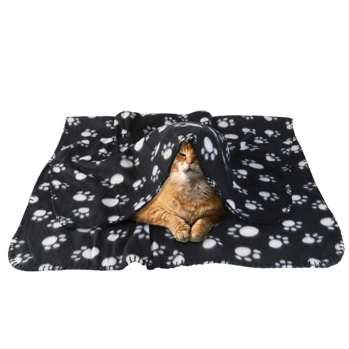 Doppelseitige Fleece-Haustierdecke, 100 x 70 cm, schwarz, warm, weich, für Hunde und Katzen, für Couch, Autositz, waschbar, ungiftiges Pilling